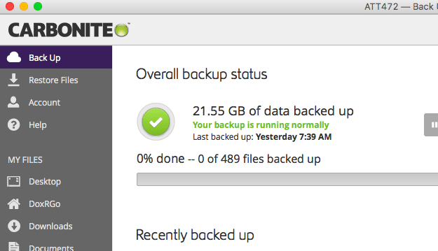 Consumer cloud backup with Carbonite